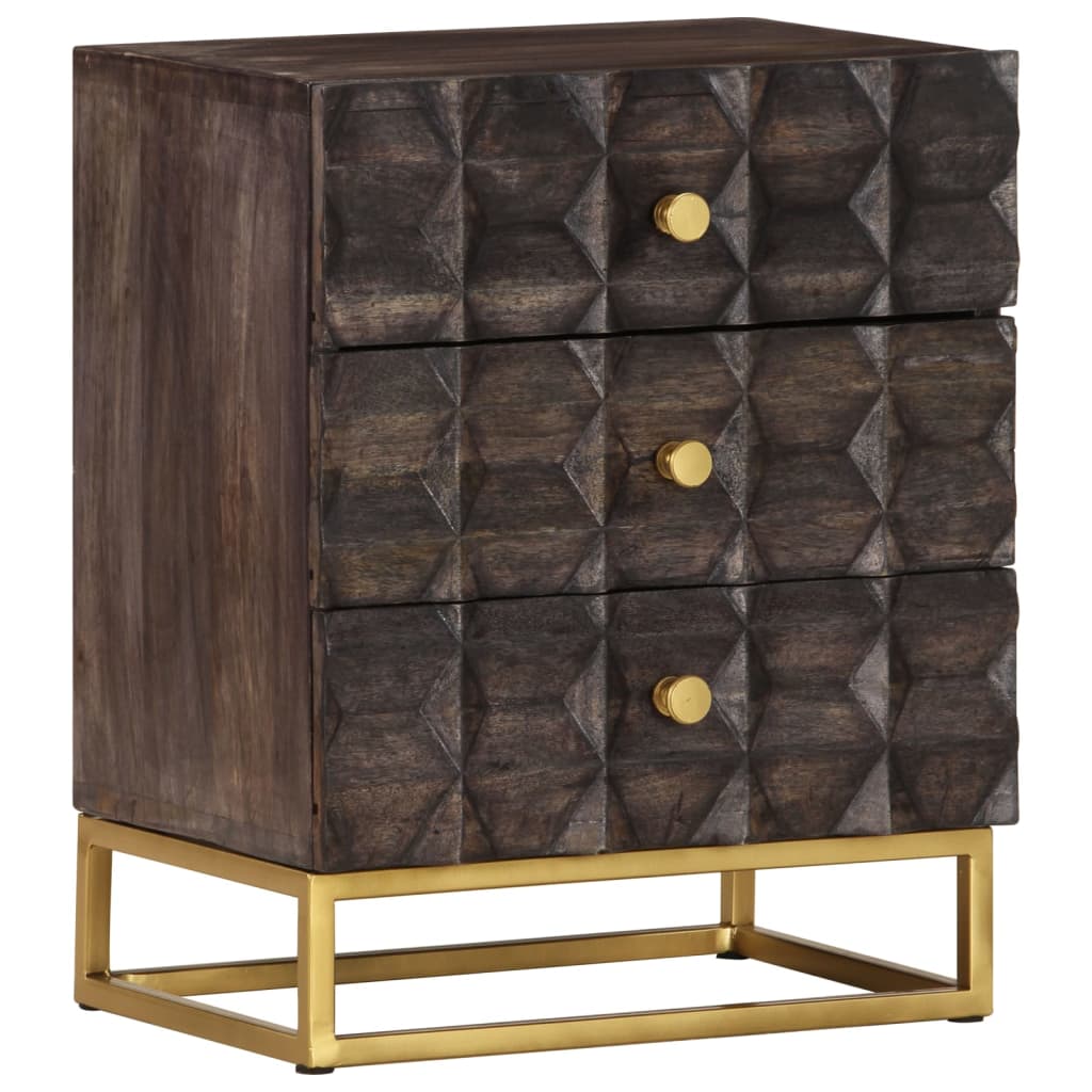 Table de chevet Noir 40x30x50 cm Bois de manguier massif - XIOS