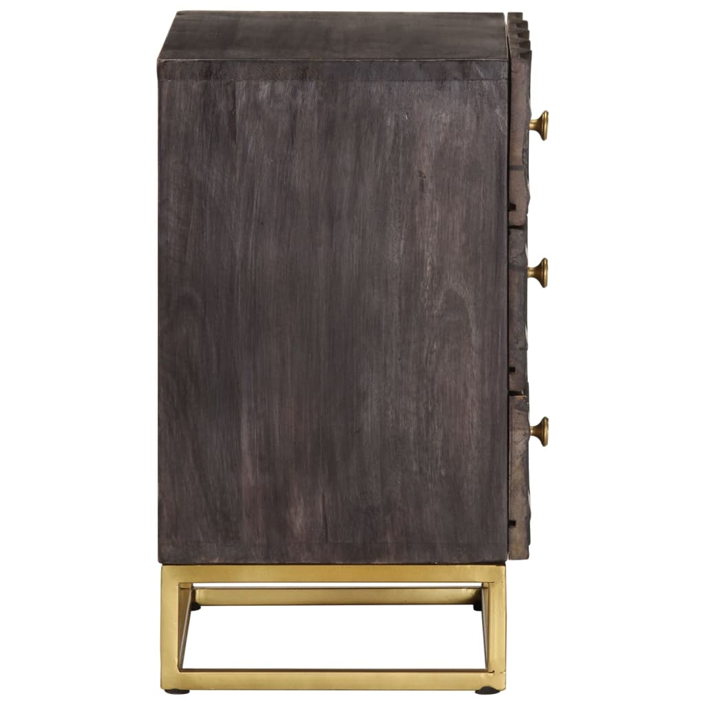 Table de chevet Noir 40x30x50 cm Bois de manguier massif - XIOS