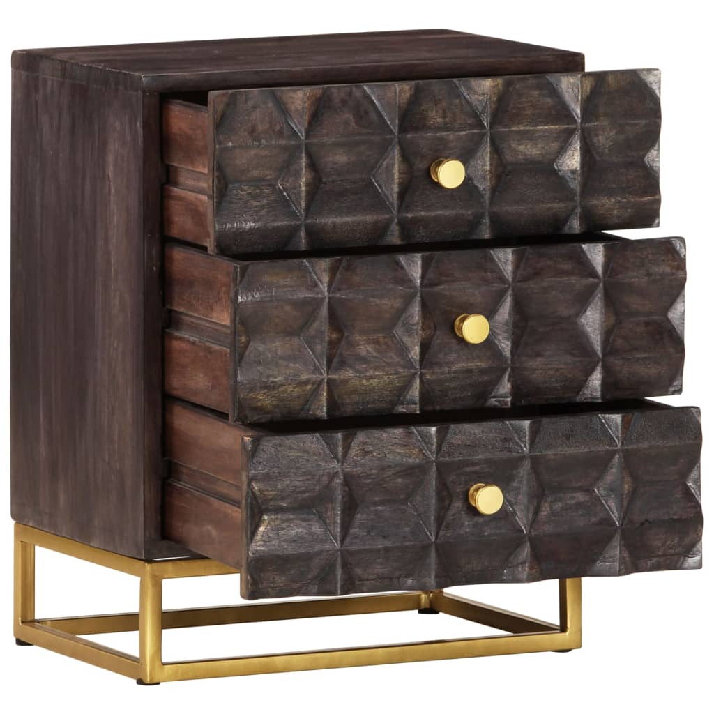 Table de chevet Noir 40x30x50 cm Bois de manguier massif - XIOS