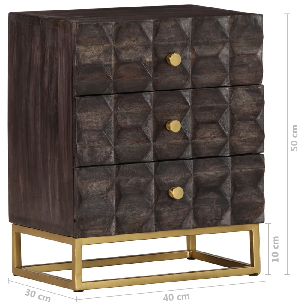 Table de chevet Noir 40x30x50 cm Bois de manguier massif - XIOS