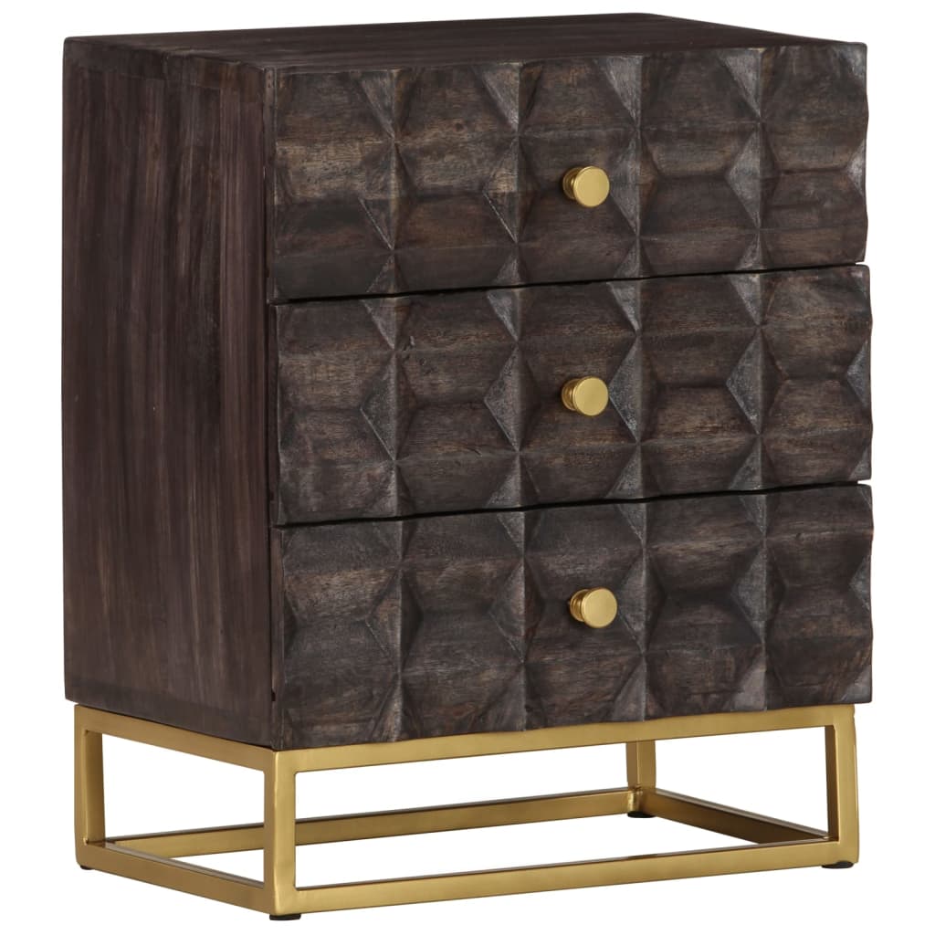 Table de chevet Noir 40x30x50 cm Bois de manguier massif - XIOS