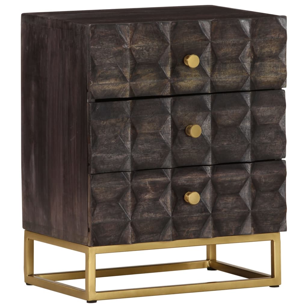 Table de chevet Noir 40x30x50 cm Bois de manguier massif - XIOS