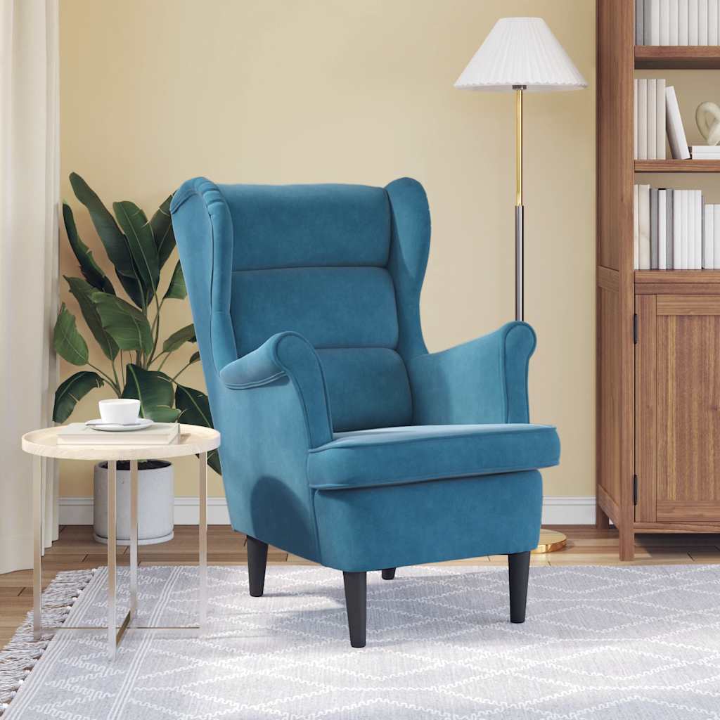 Fauteuil bleu velours - XIOS