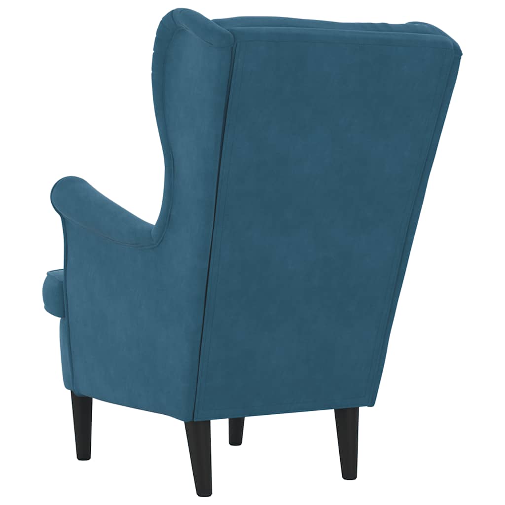Fauteuil bleu velours - XIOS