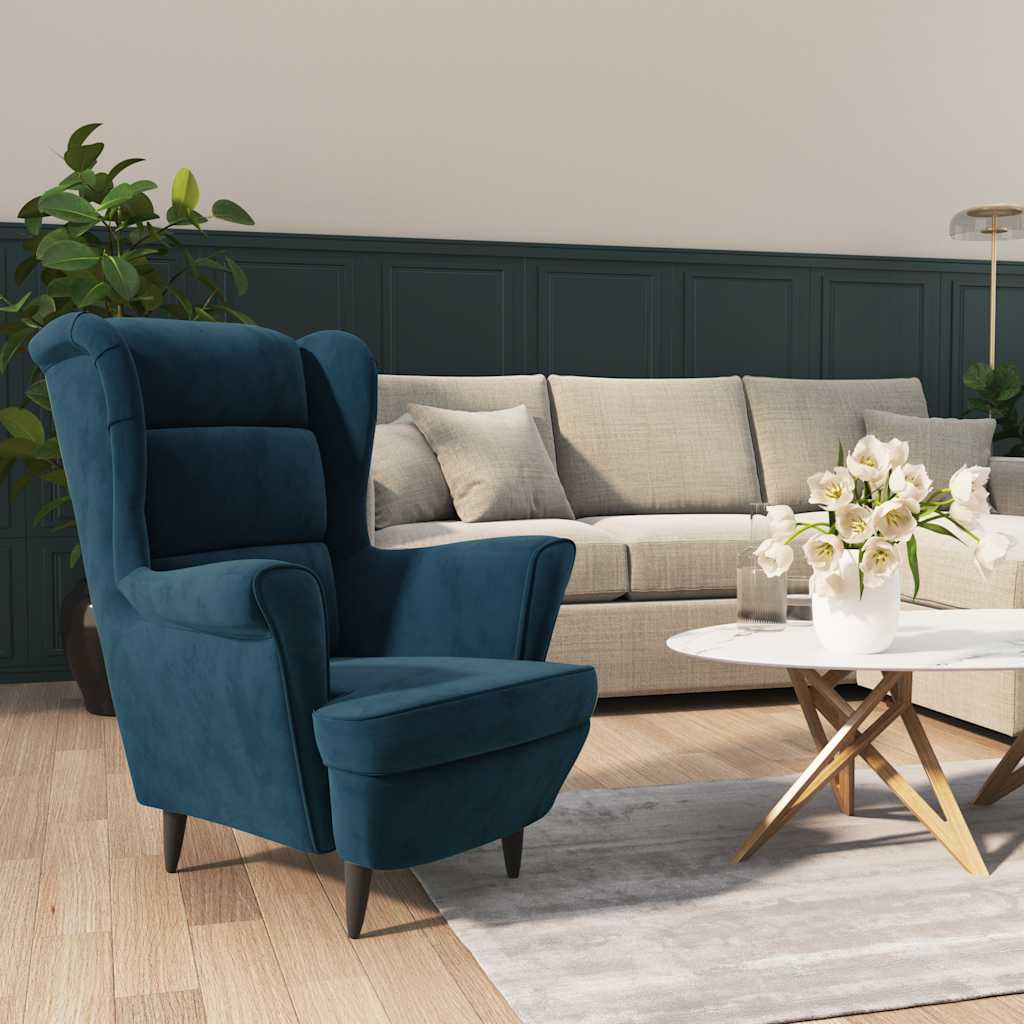 Fauteuil bleu velours - XIOS