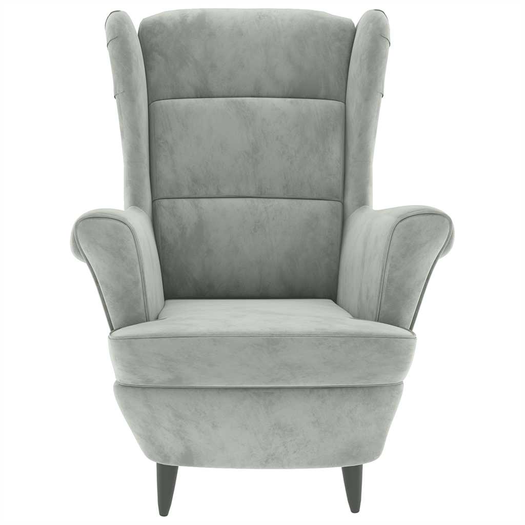 Fauteuil gris clair velours - XIOS