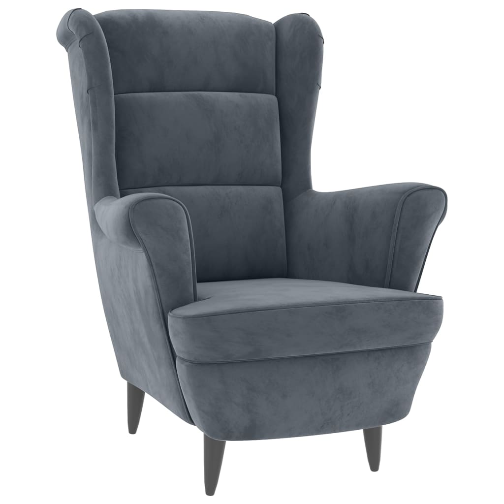 Fauteuil gris foncé velours - XIOS