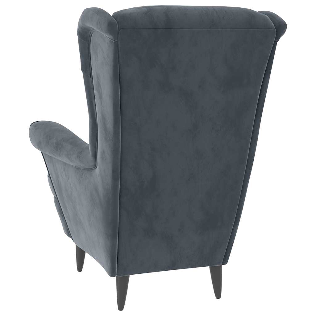 Fauteuil gris foncé velours - XIOS