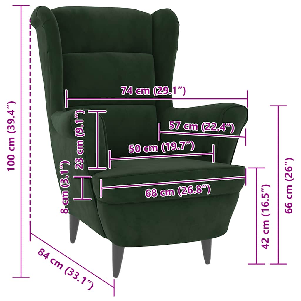 Fauteuil vert foncé velours - XIOS