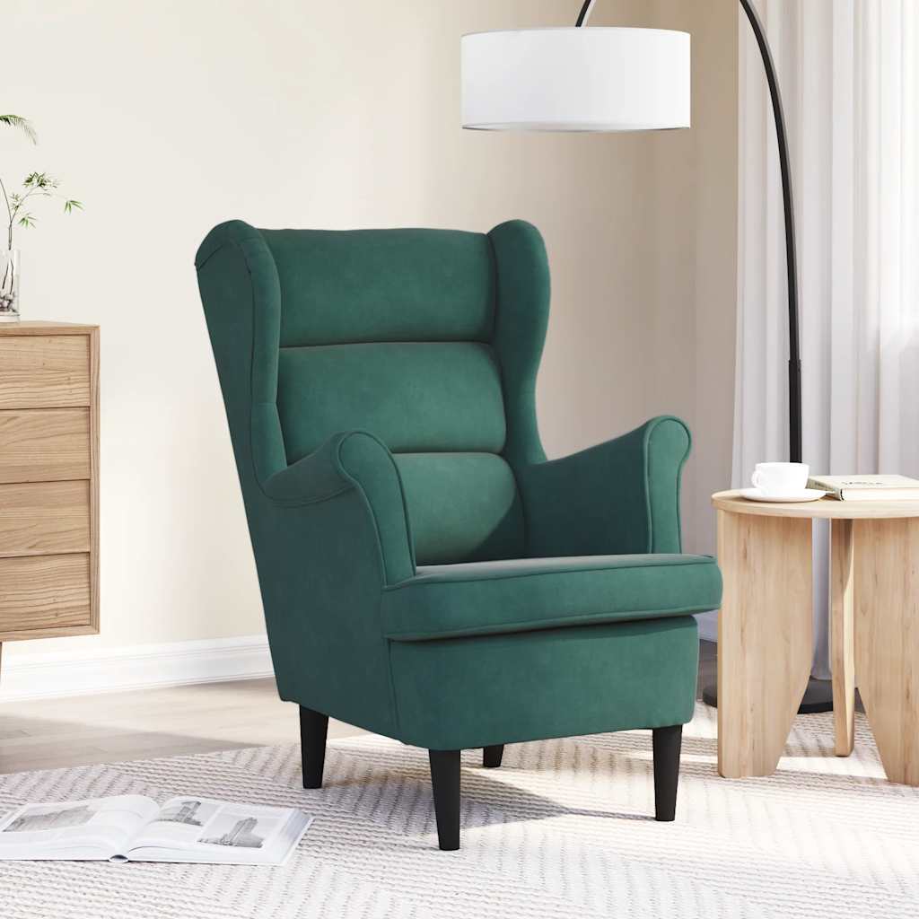 Fauteuil vert foncé velours - XIOS