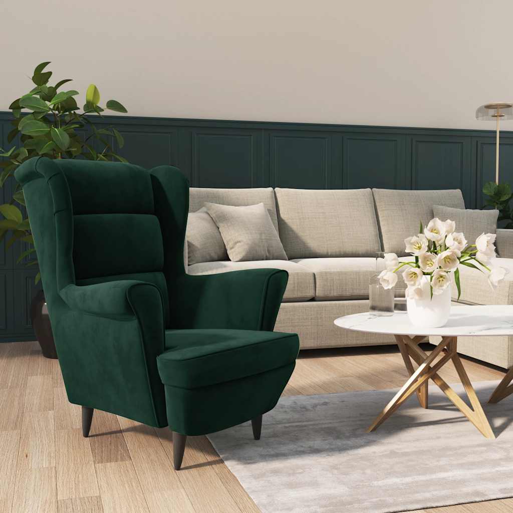 Fauteuil vert foncé velours - XIOS