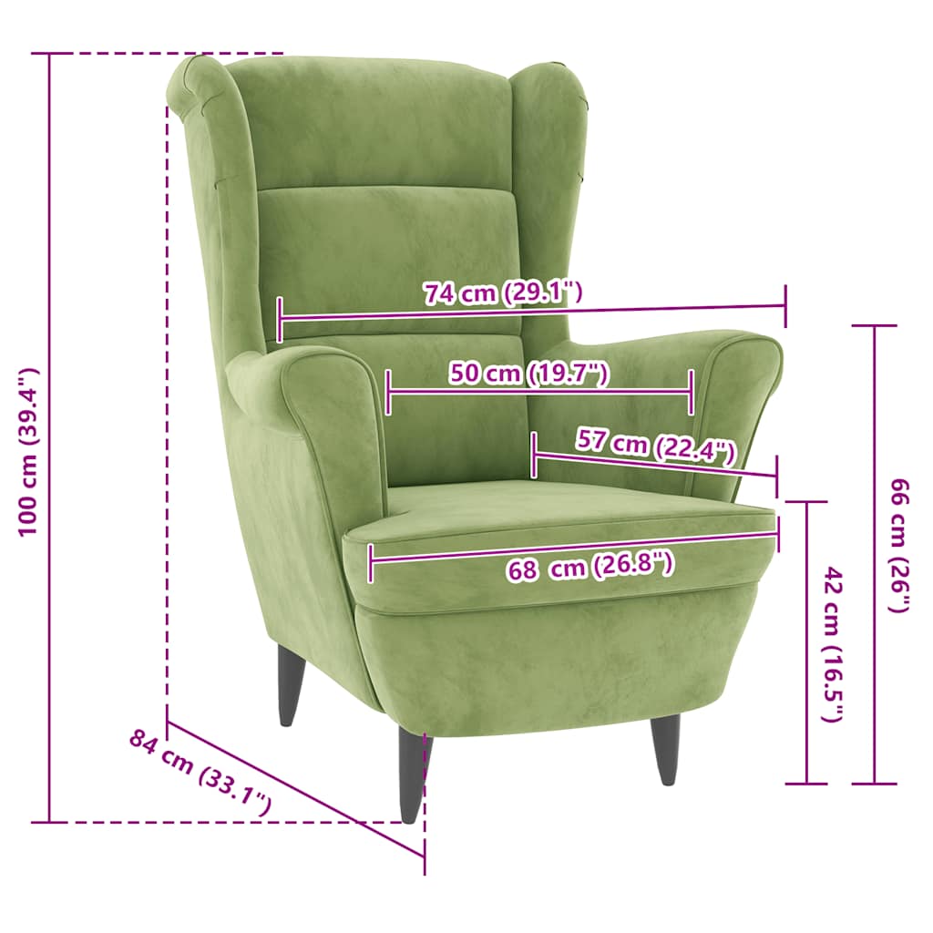 Fauteuil vert clair velours - XIOS