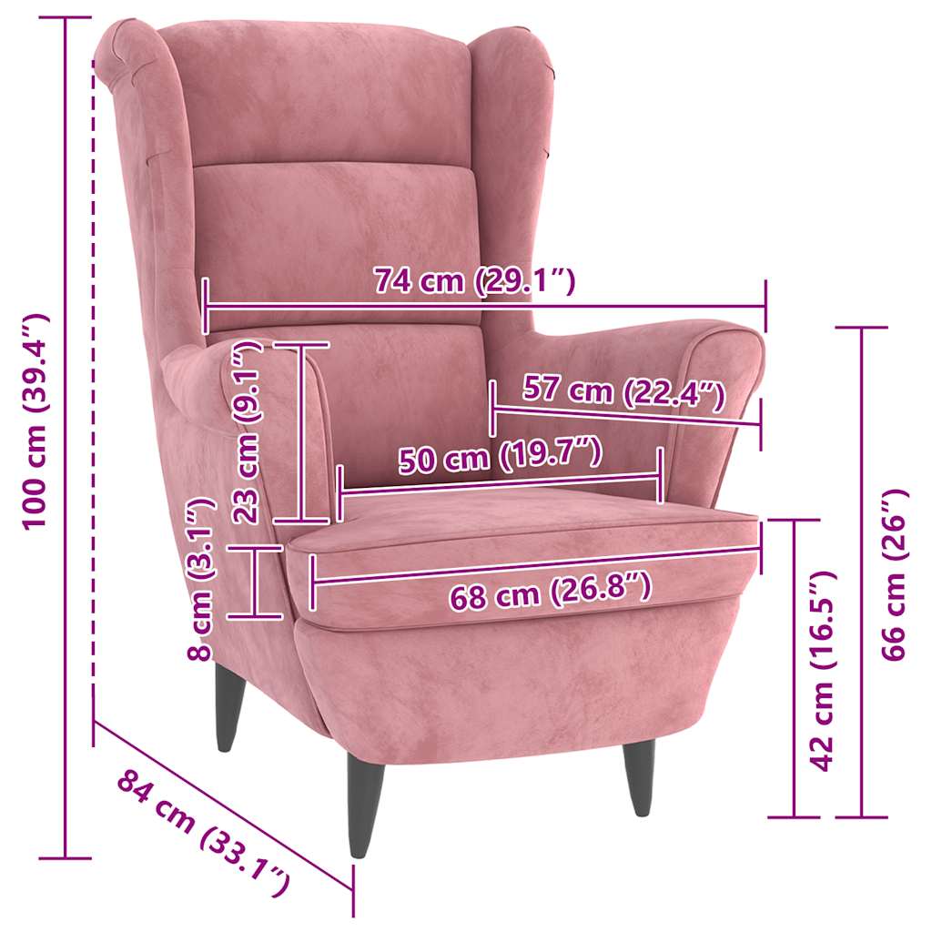 Fauteuil rose velours - XIOS