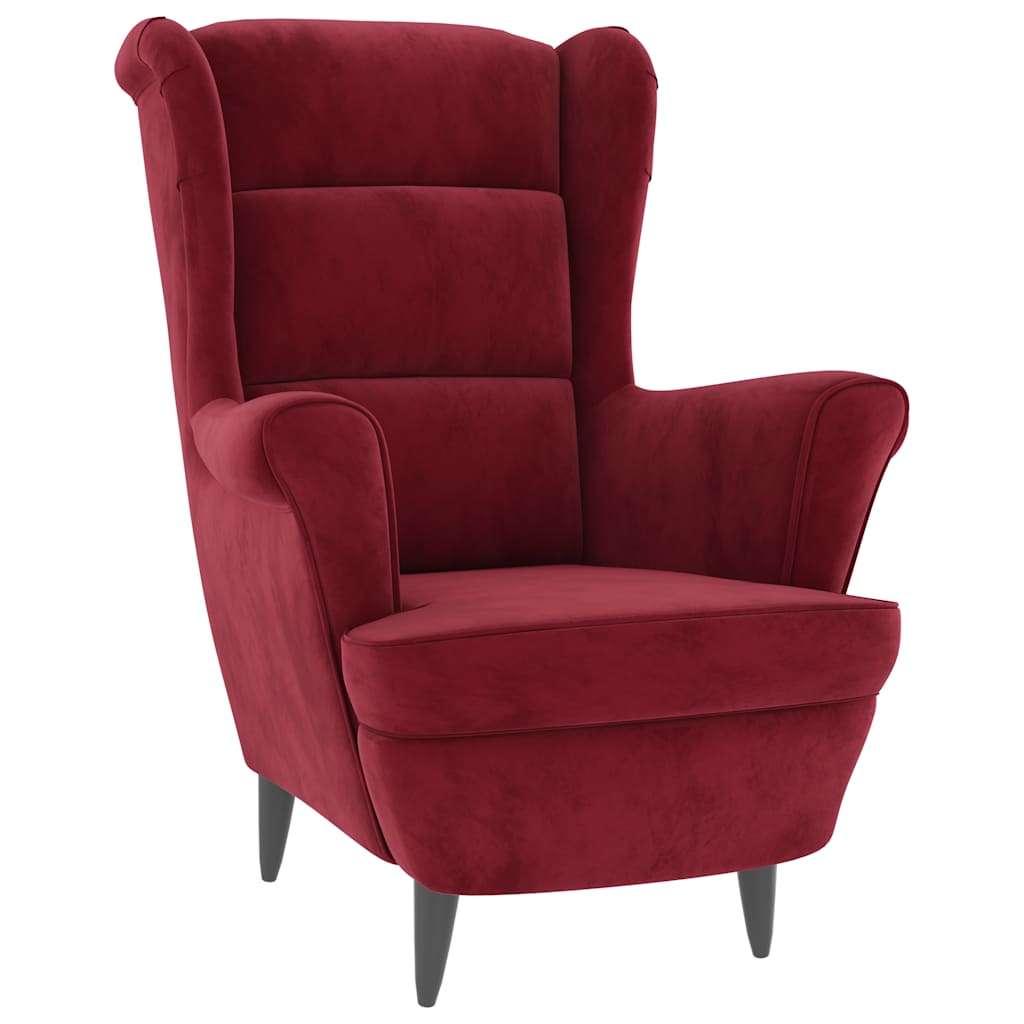 Fauteuil rouge bordeaux velours - XIOS
