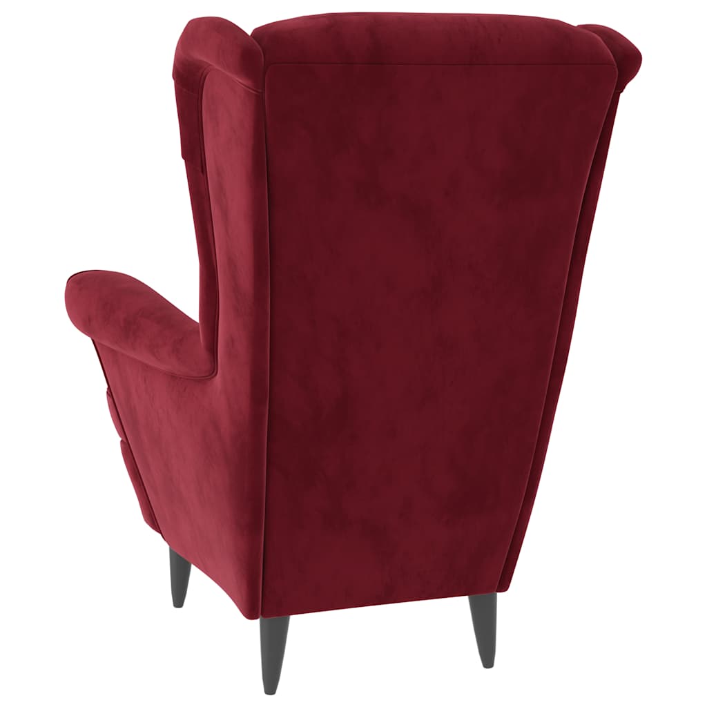 Fauteuil rouge bordeaux velours - XIOS