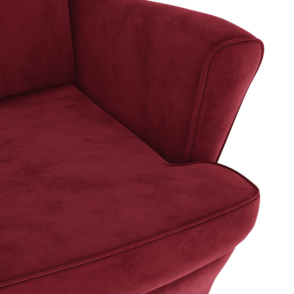 Fauteuil rouge bordeaux velours - XIOS