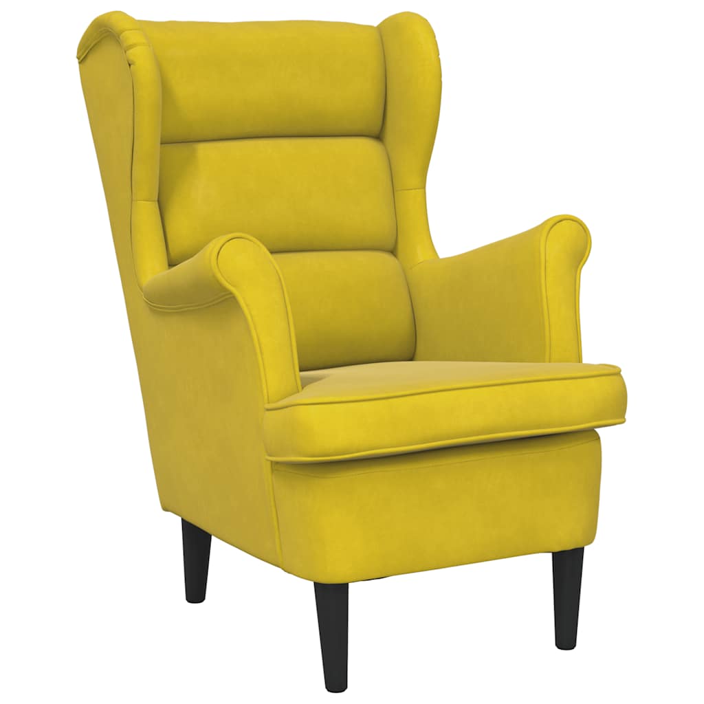 Fauteuil jaune moutarde velours