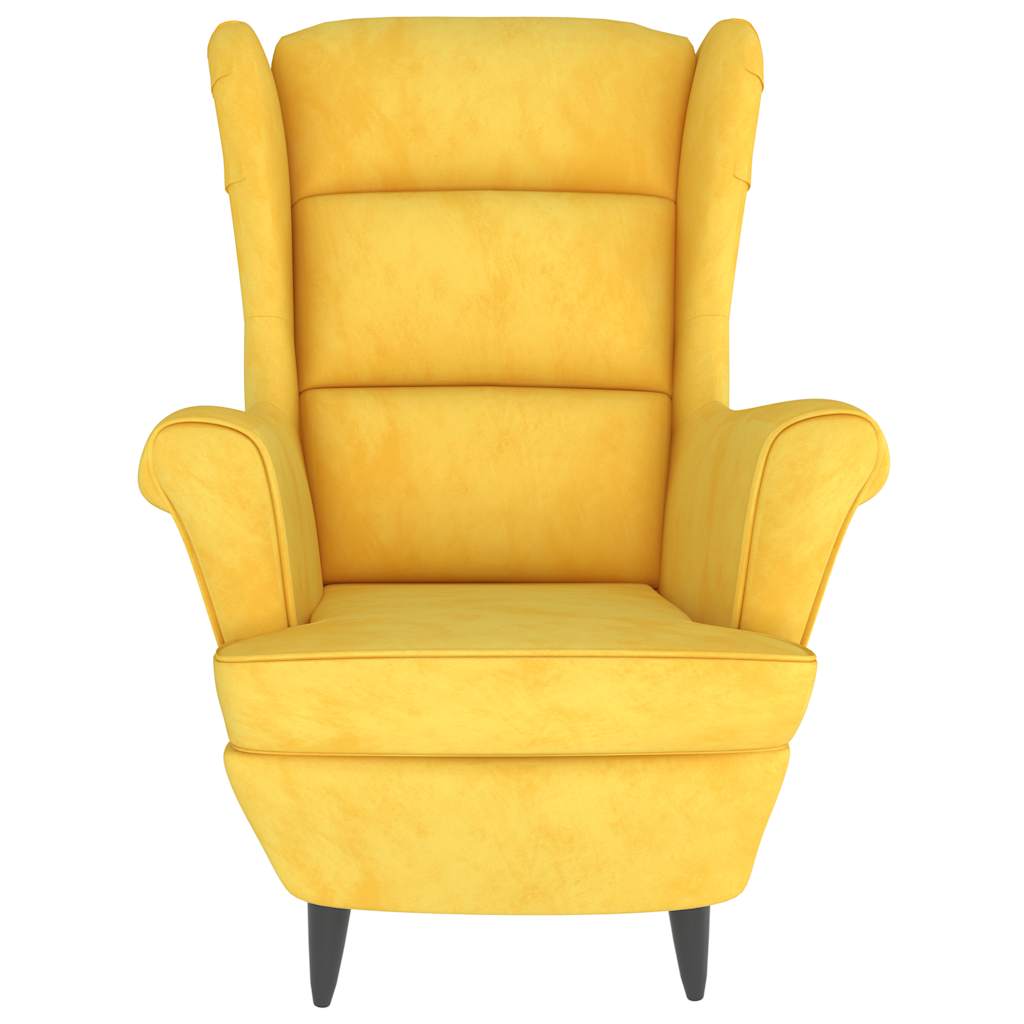 Fauteuil jaune moutarde velours - XIOS