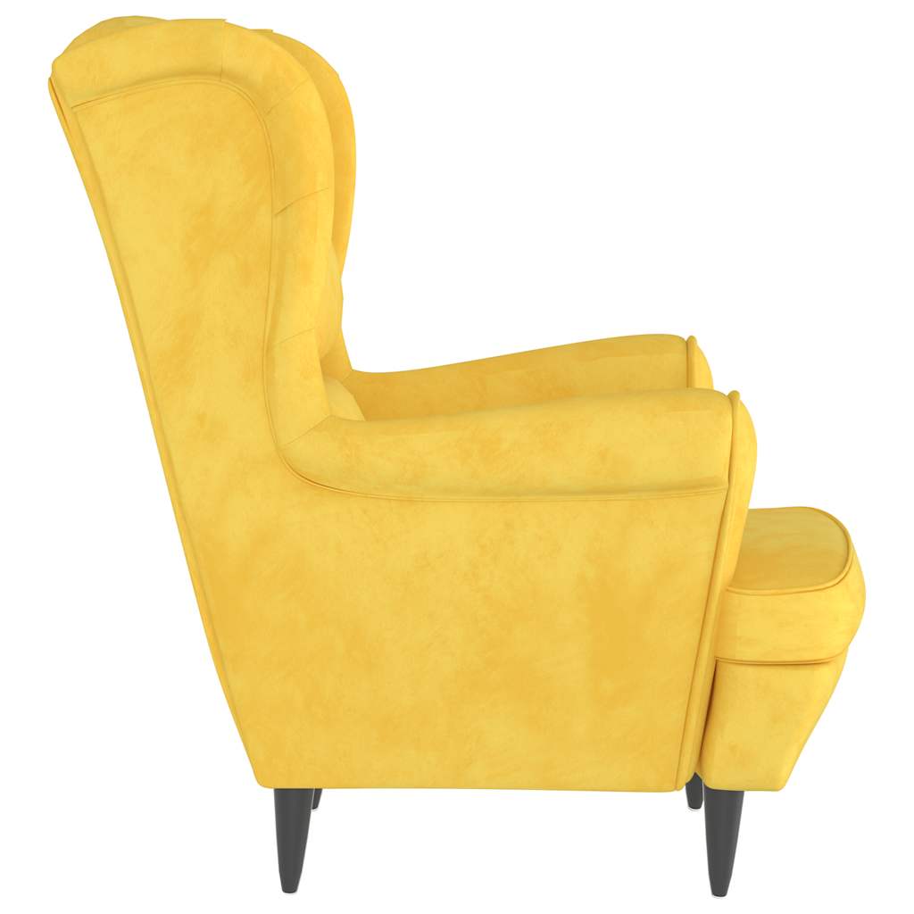 Fauteuil jaune moutarde velours - XIOS