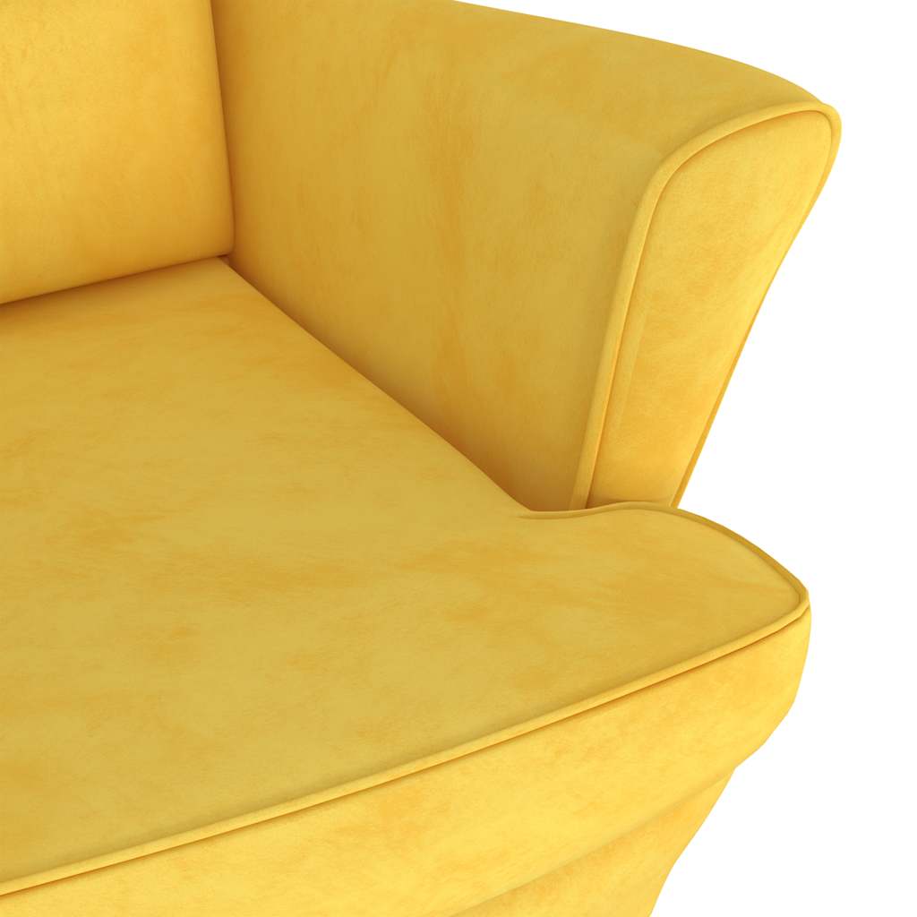 Fauteuil jaune moutarde velours - XIOS