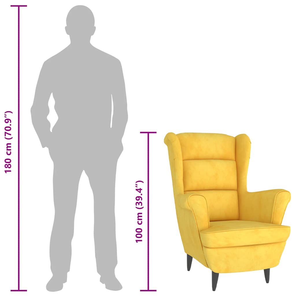 Fauteuil jaune moutarde velours - XIOS