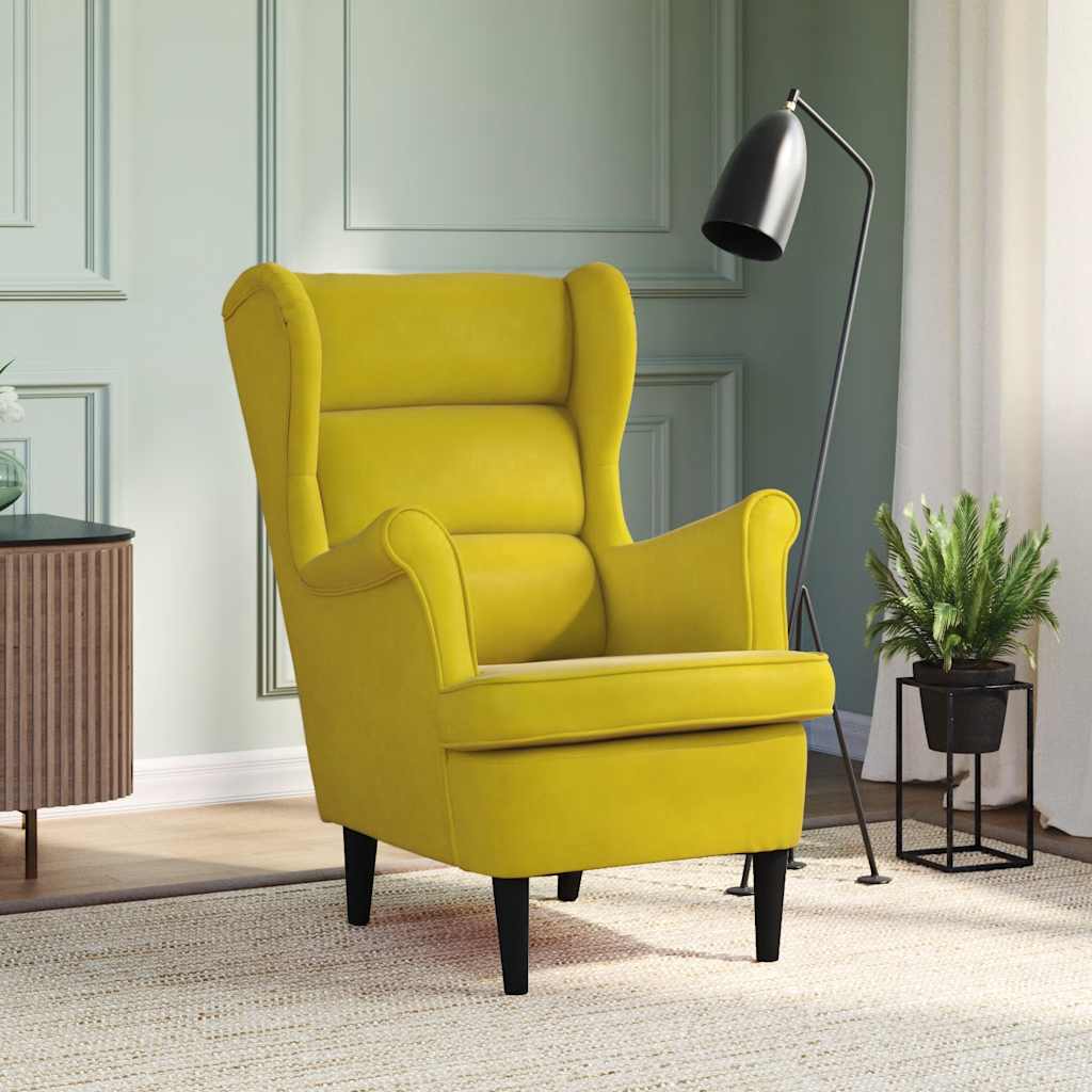 Fauteuil jaune moutarde velours