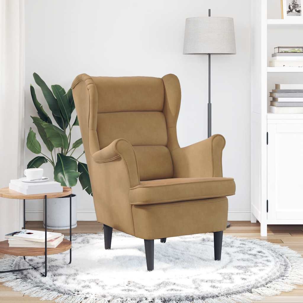 Fauteuil marron velours - XIOS