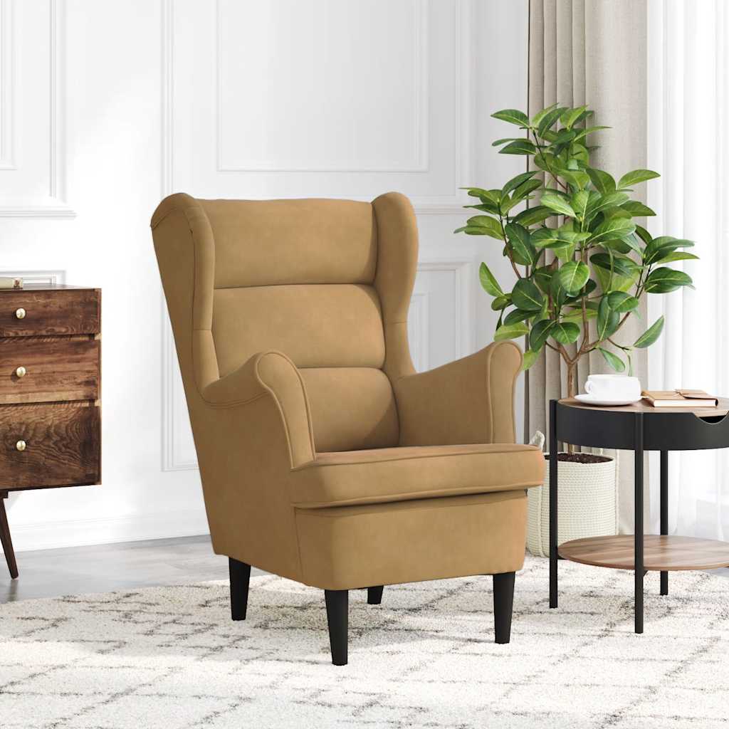 Fauteuil marron velours - XIOS