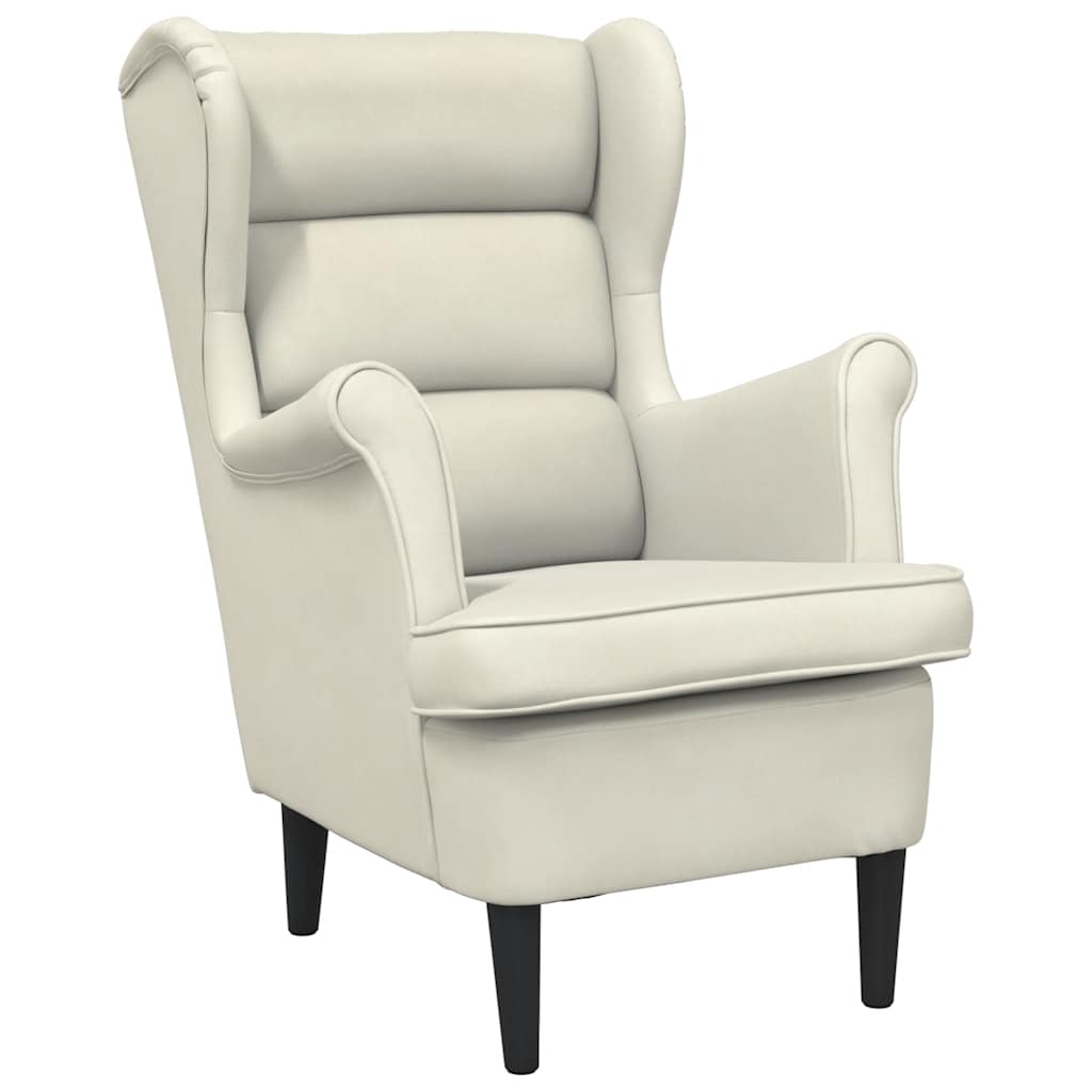 Fauteuil blanc crème velours - XIOS
