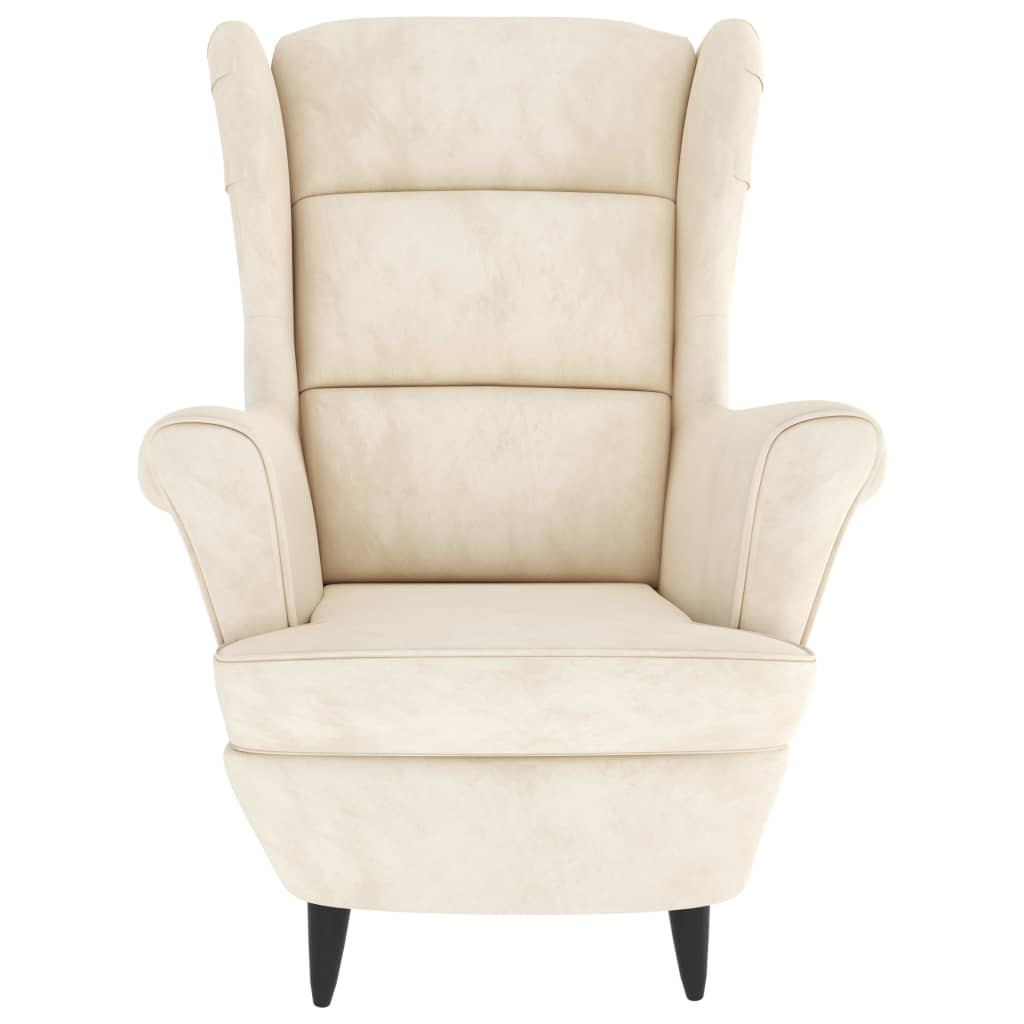 Fauteuil blanc crème velours - XIOS