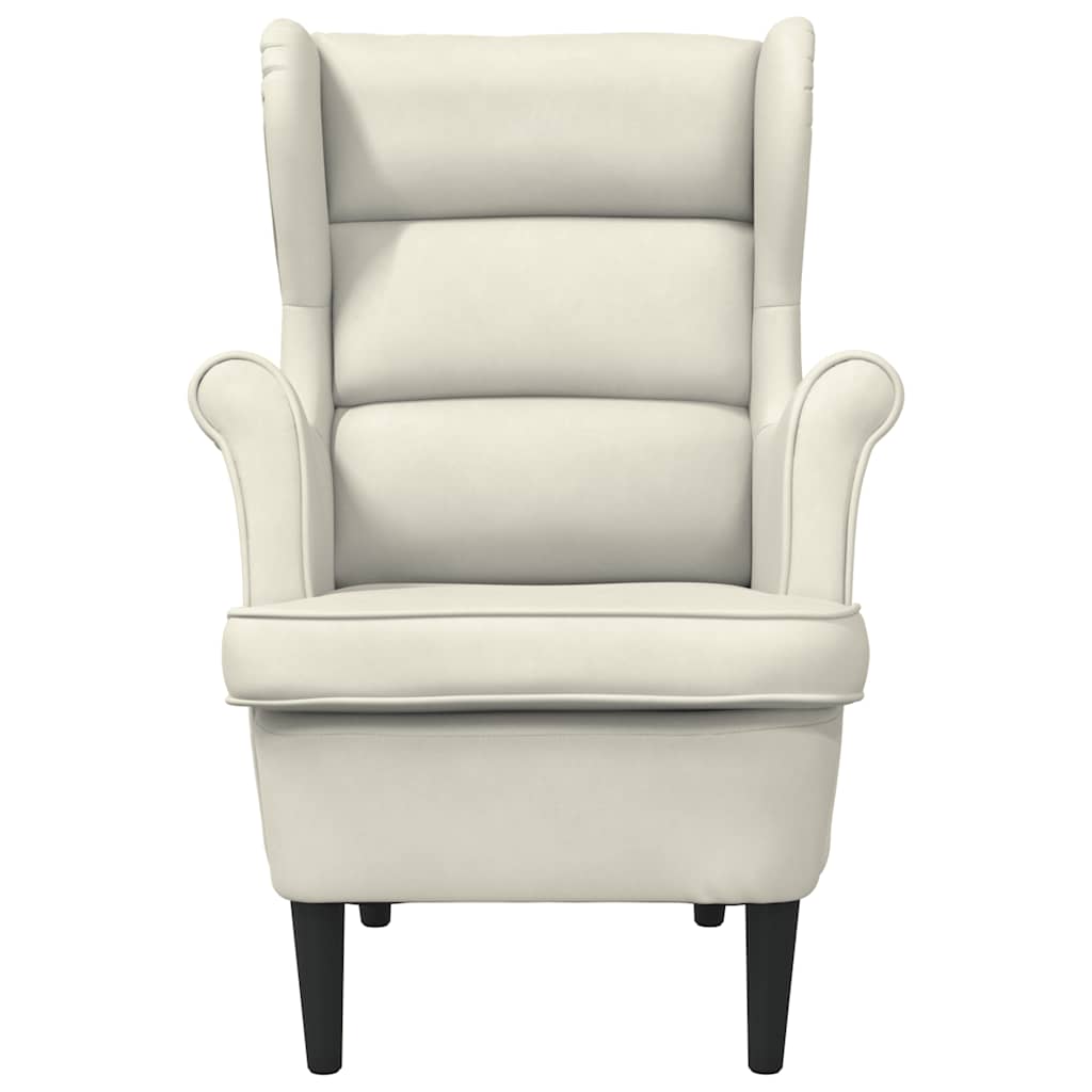Fauteuil blanc crème velours - XIOS
