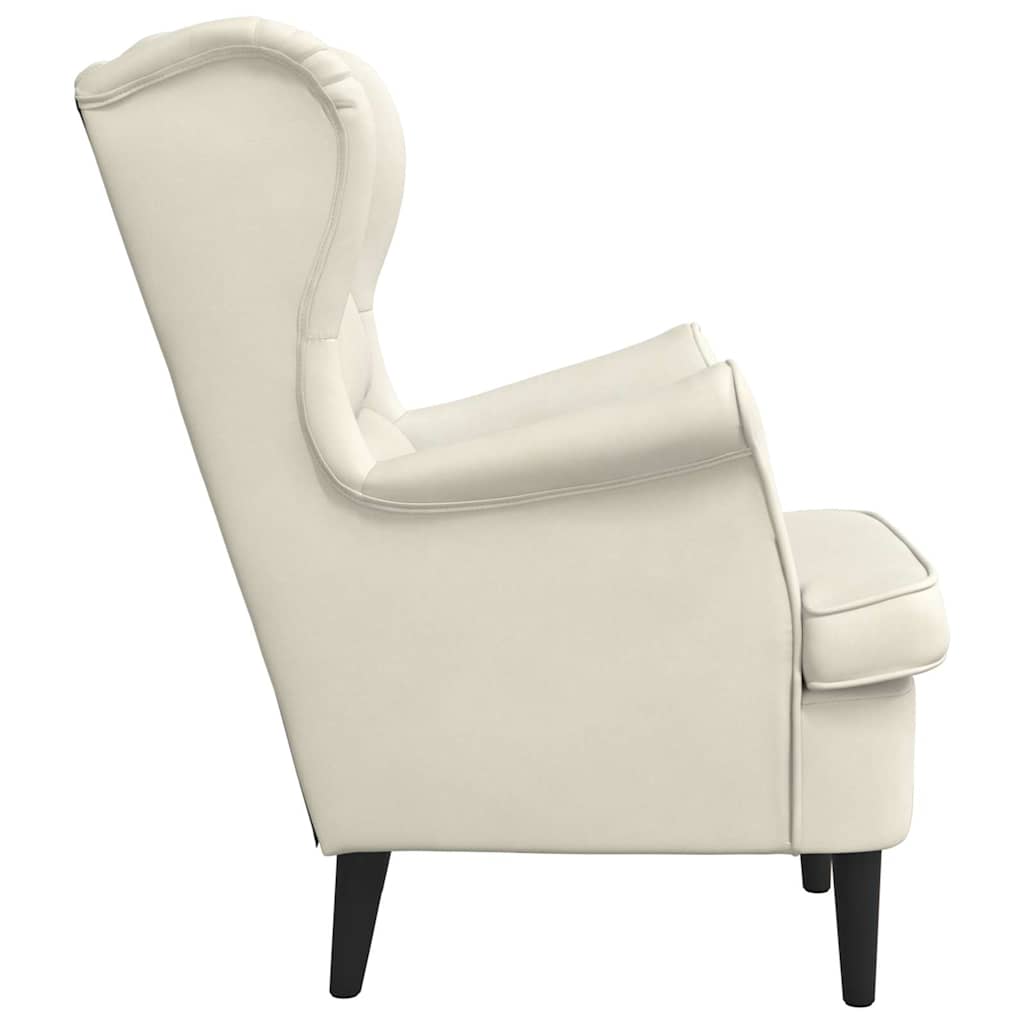 Fauteuil blanc crème velours - XIOS