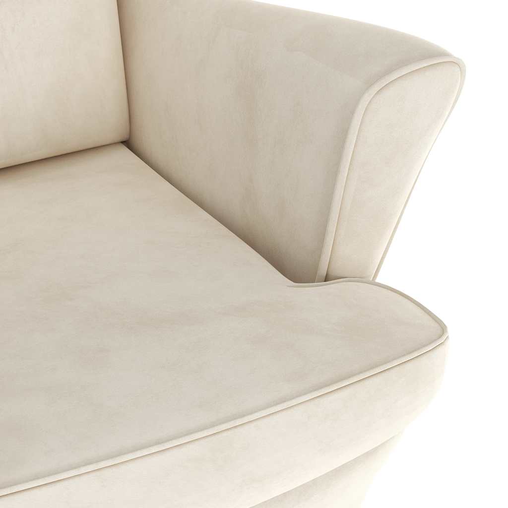 Fauteuil blanc crème velours - XIOS