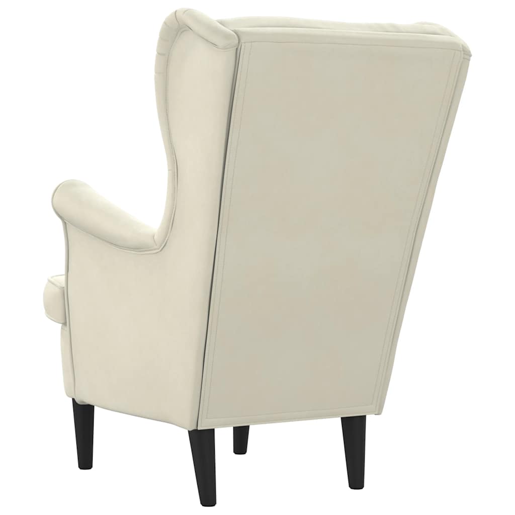 Fauteuil blanc crème velours - XIOS