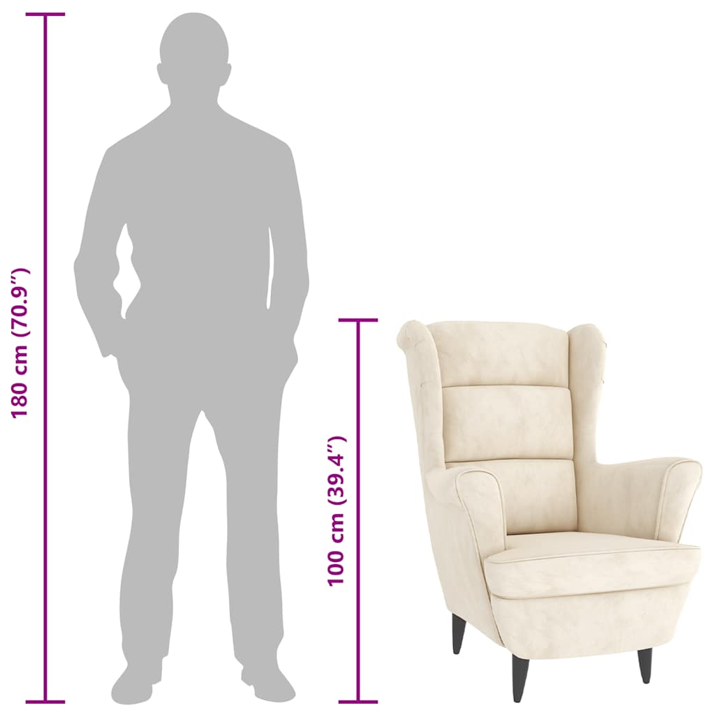 Fauteuil blanc crème velours - XIOS