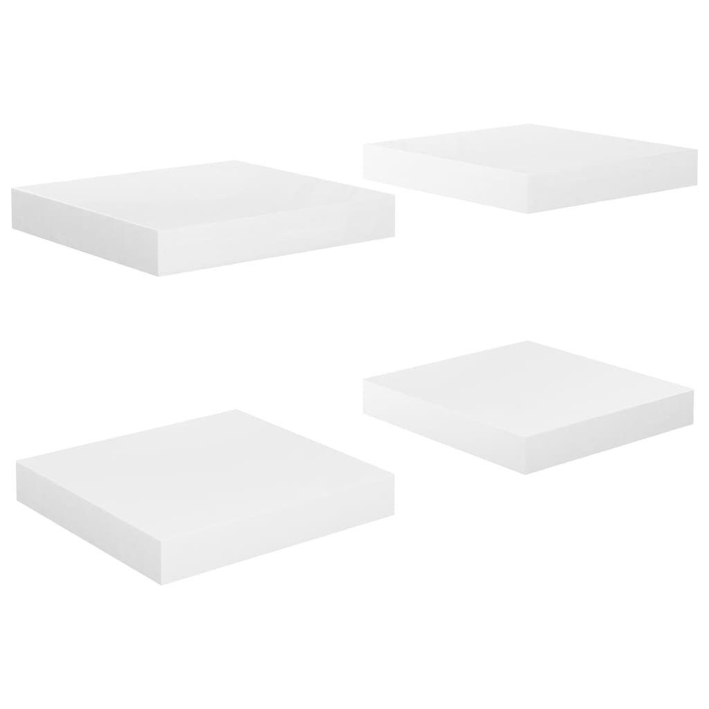 Étagère murale flottante 4 pcs Blanc brillant 23x23,5x3,8cm MDF - XIOS