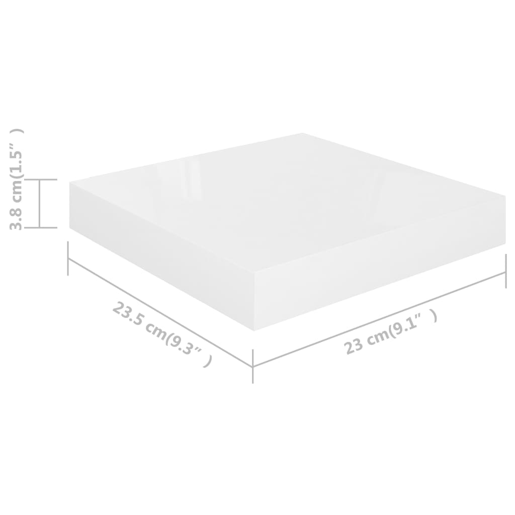 Étagère murale flottante 4 pcs Blanc brillant 23x23,5x3,8cm MDF - XIOS