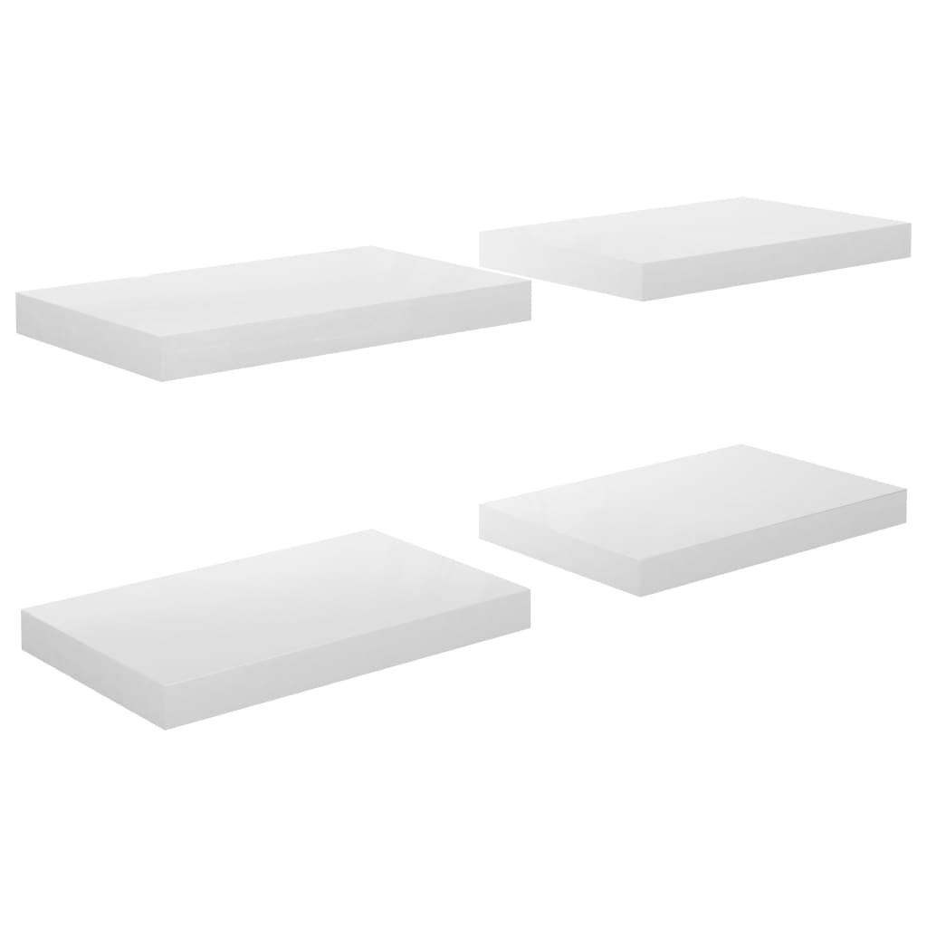 Étagère murale flottante 4 pcs Blanc brillant 40x23x3,8 cm MDF - XIOS