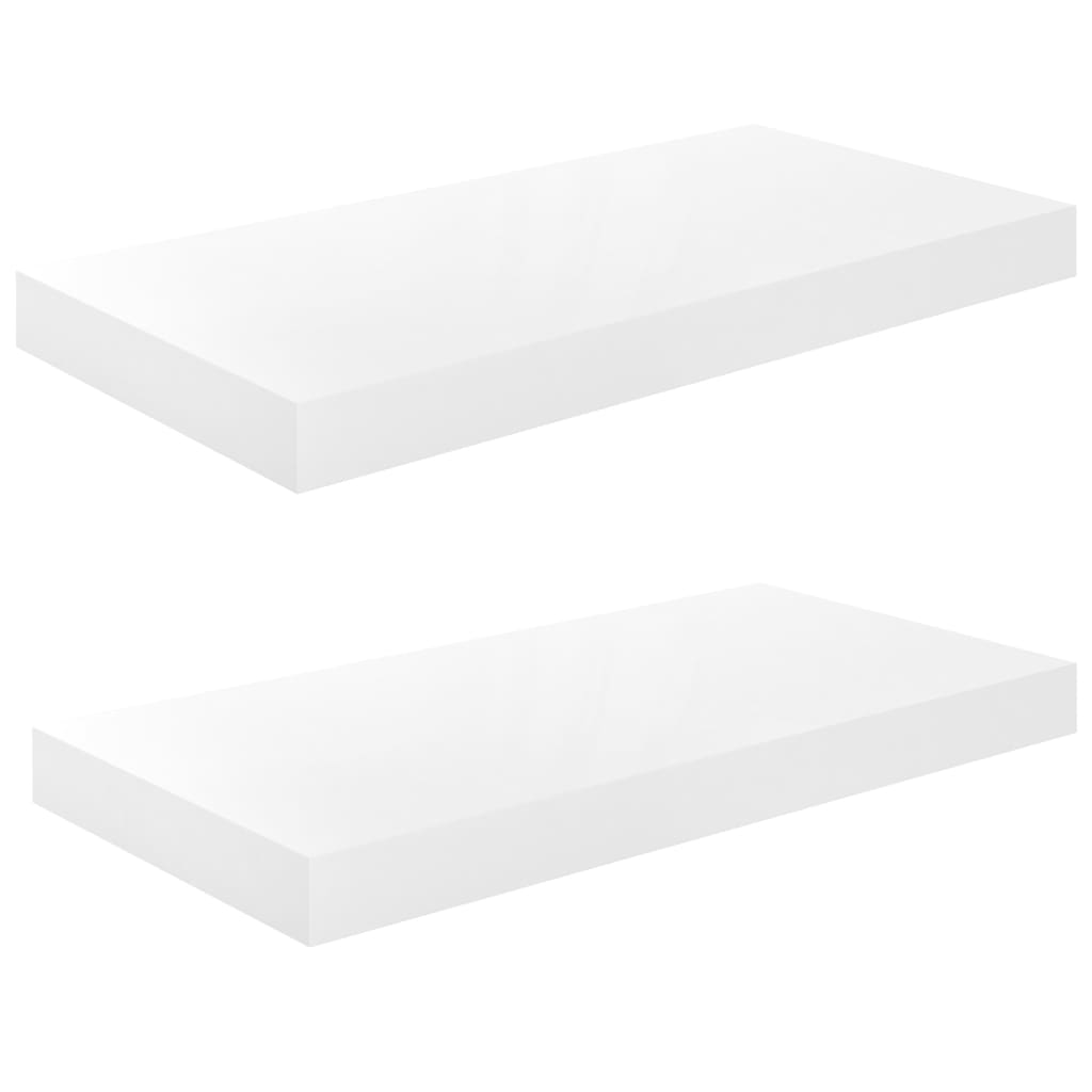 Étagère murale flottante 2 pcs Blanc brillant 50x23x3,8 cm MDF - XIOS