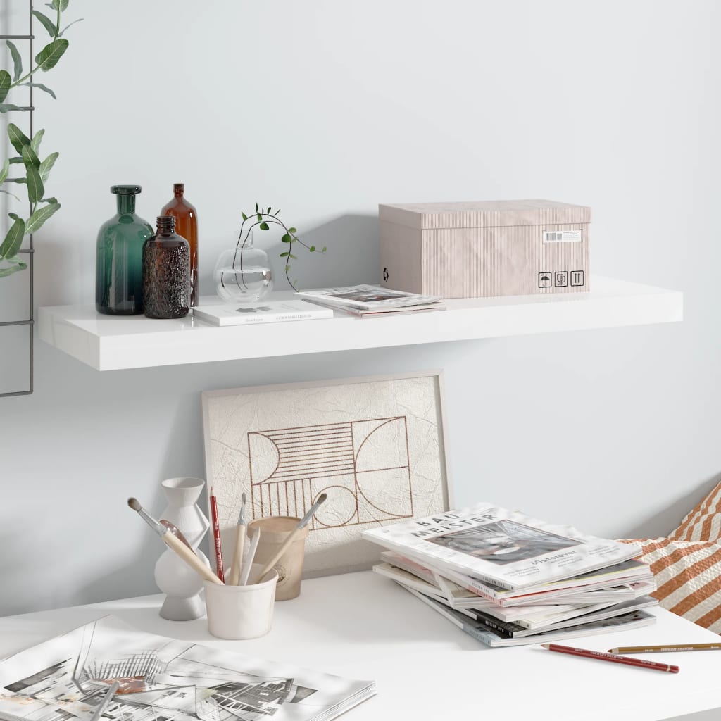 Étagère murale flottante Blanc brillant 80x23,5x3,8 cm MDF - XIOS