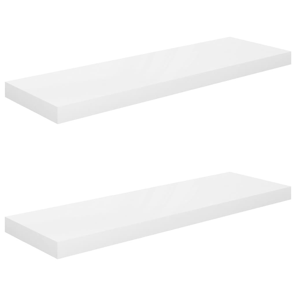 Étagère murale flottante 2 pcs Blanc brillant 80x23,5x3,8cm MDF - XIOS