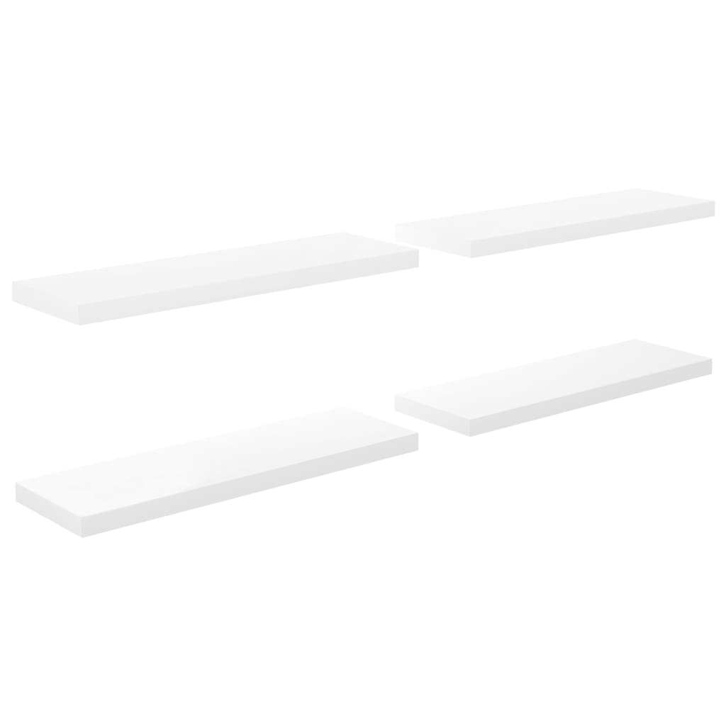 Étagère murale flottante 4 pcs Blanc brillant 80x23,5x3,8cm MDF - XIOS