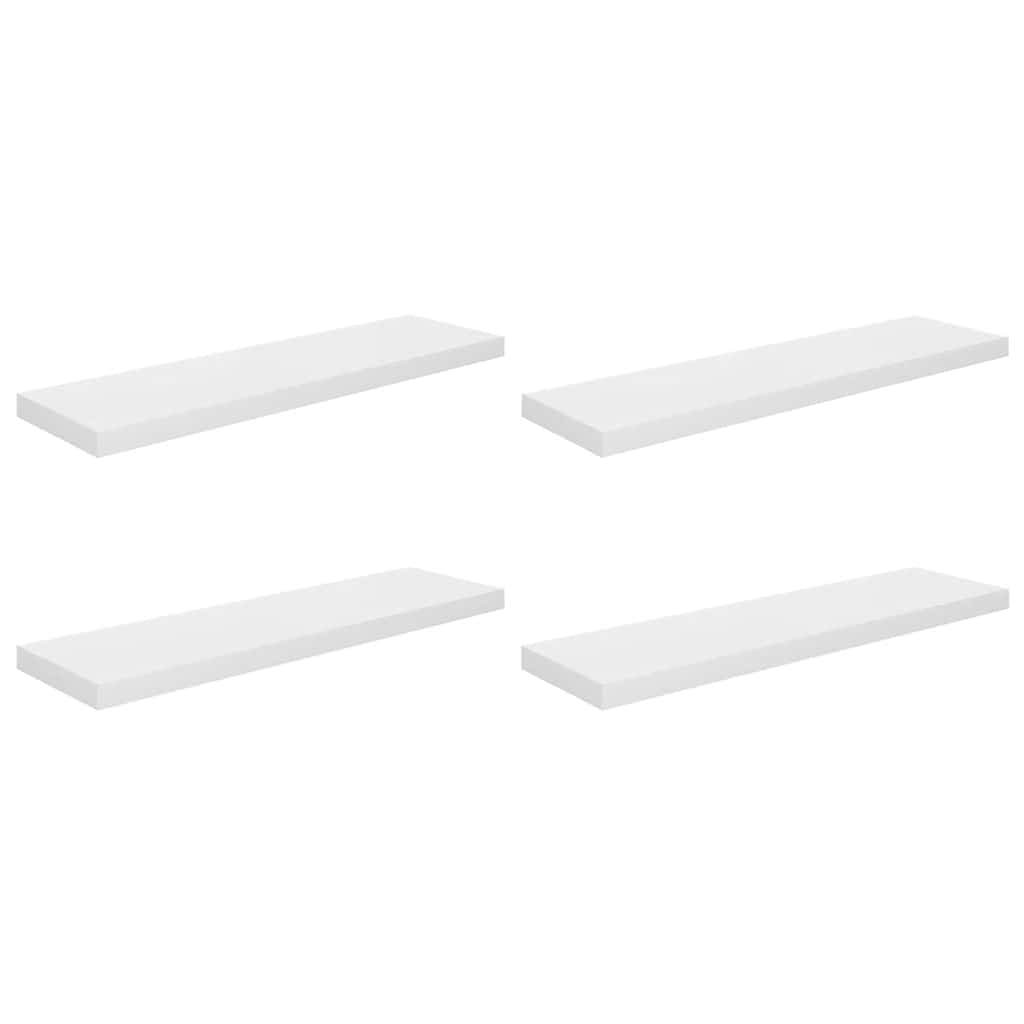 Étagère murale flottante 4 pcs Blanc brillant 90x23,5x3,8cm MDF