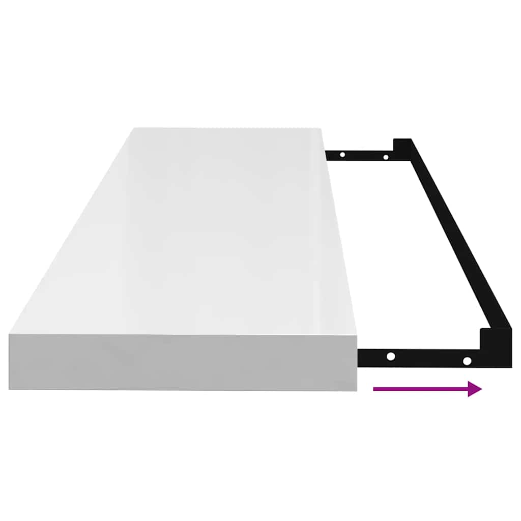 Étagère murale flottante 4 pcs Blanc brillant 90x23,5x3,8cm MDF