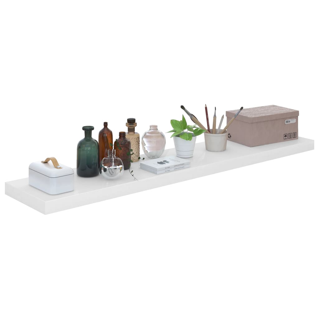 Étagère murale flottante 2pcs Blanc brillant 120x23,5x3,8cm MDF - XIOS
