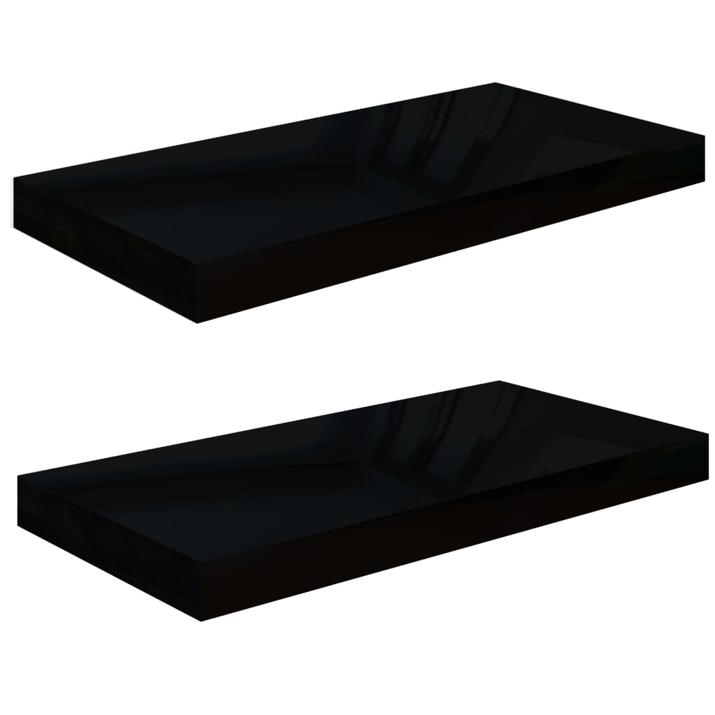 Étagère murale flottante 2 pcs Noir brillant 50x23x3,8 cm MDF - XIOS