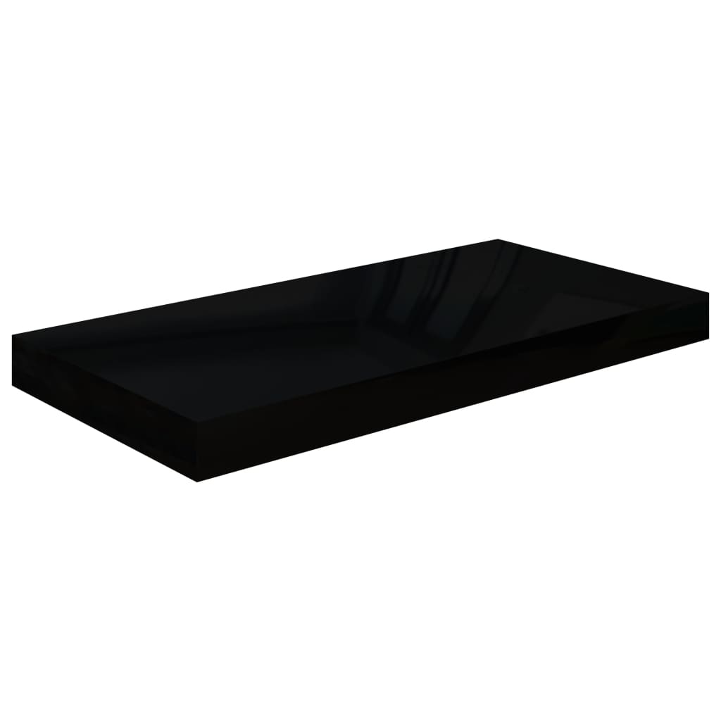 Étagère murale flottante 4 pcs Noir brillant 50x23x3,8 cm MDF - XIOS