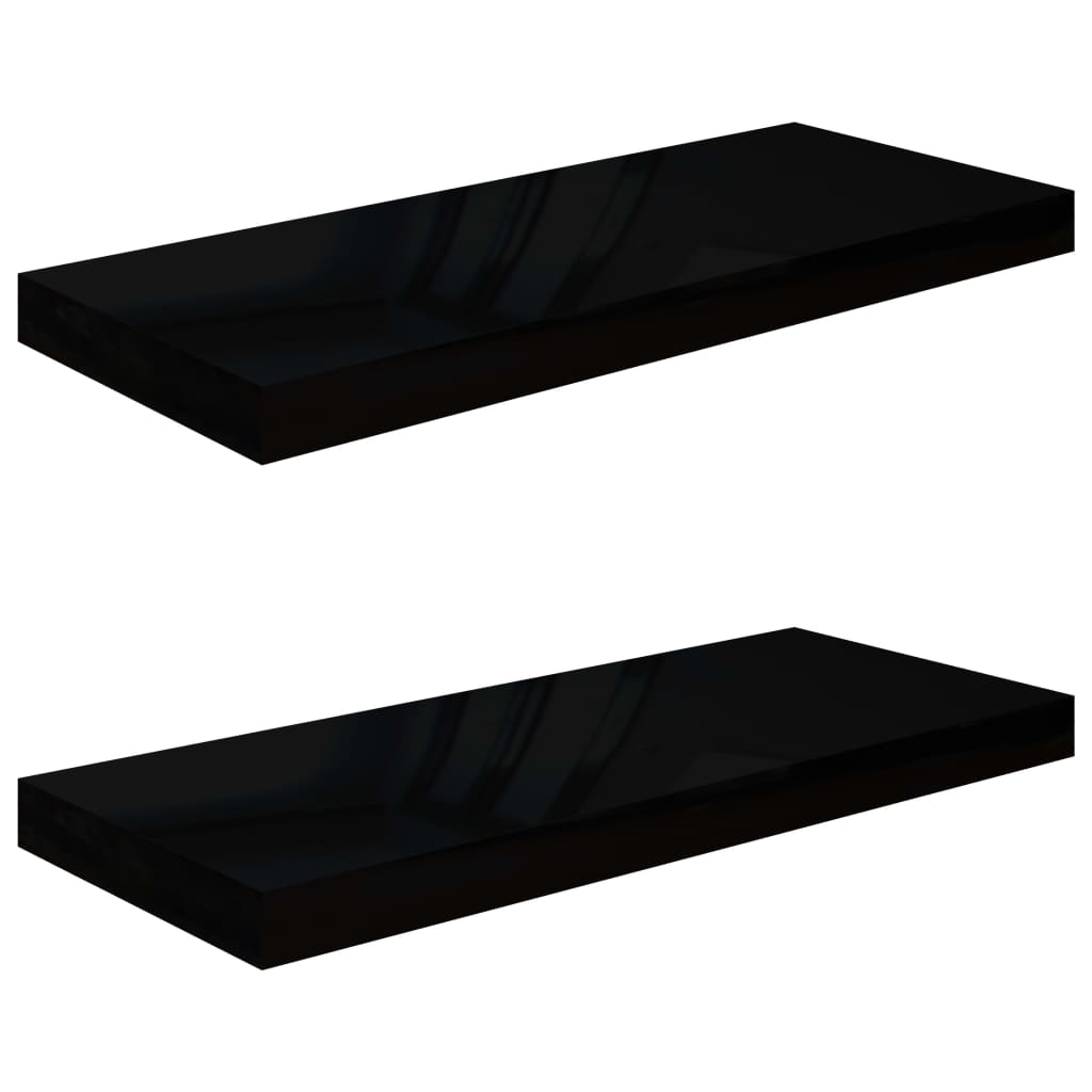 Étagère murale flottante 2 pcs Noir brillant 60x23,5x3,8 cm MDF - XIOS