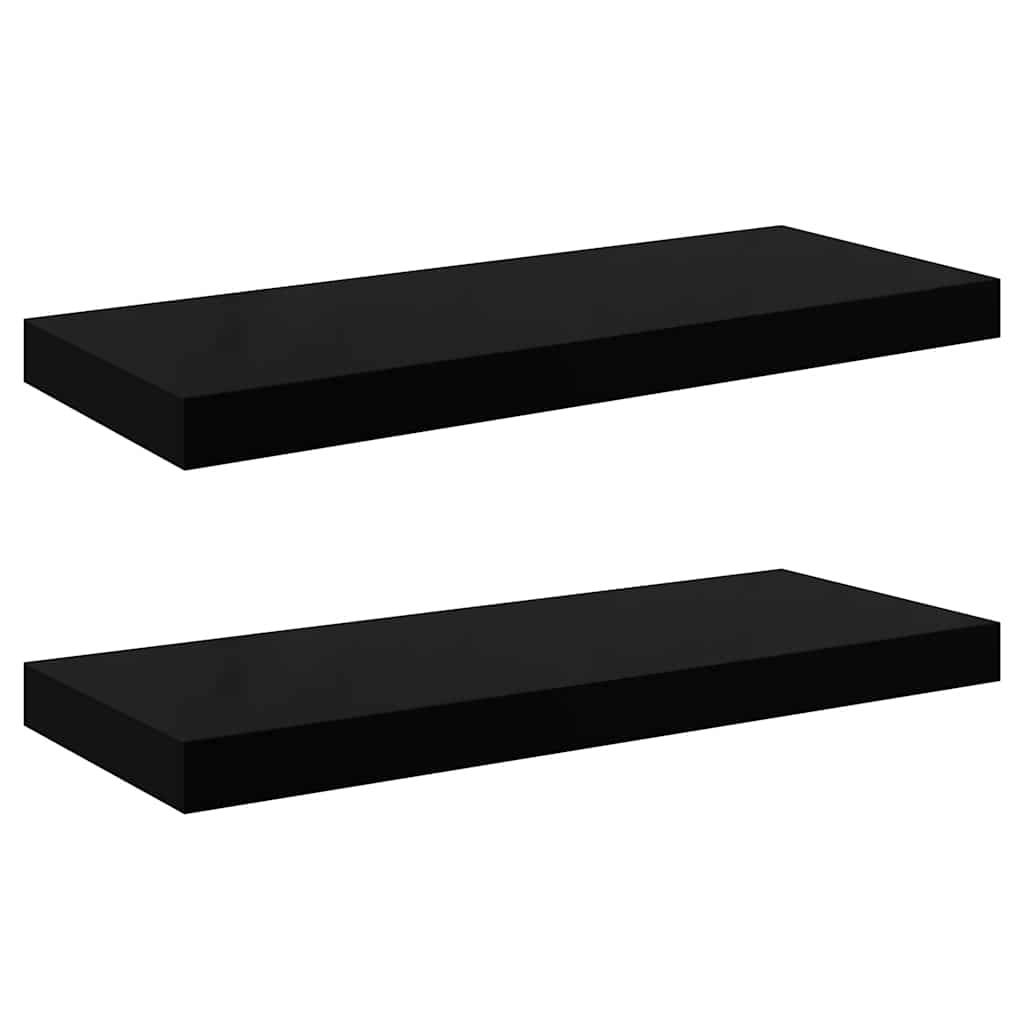 Étagère murale flottante 2 pcs Noir brillant 60x23,5x3,8 cm MDF - XIOS
