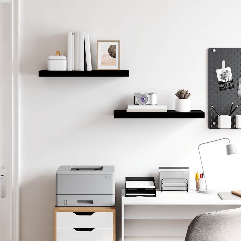 Étagère murale flottante 2 pcs Noir brillant 60x23,5x3,8 cm MDF - XIOS